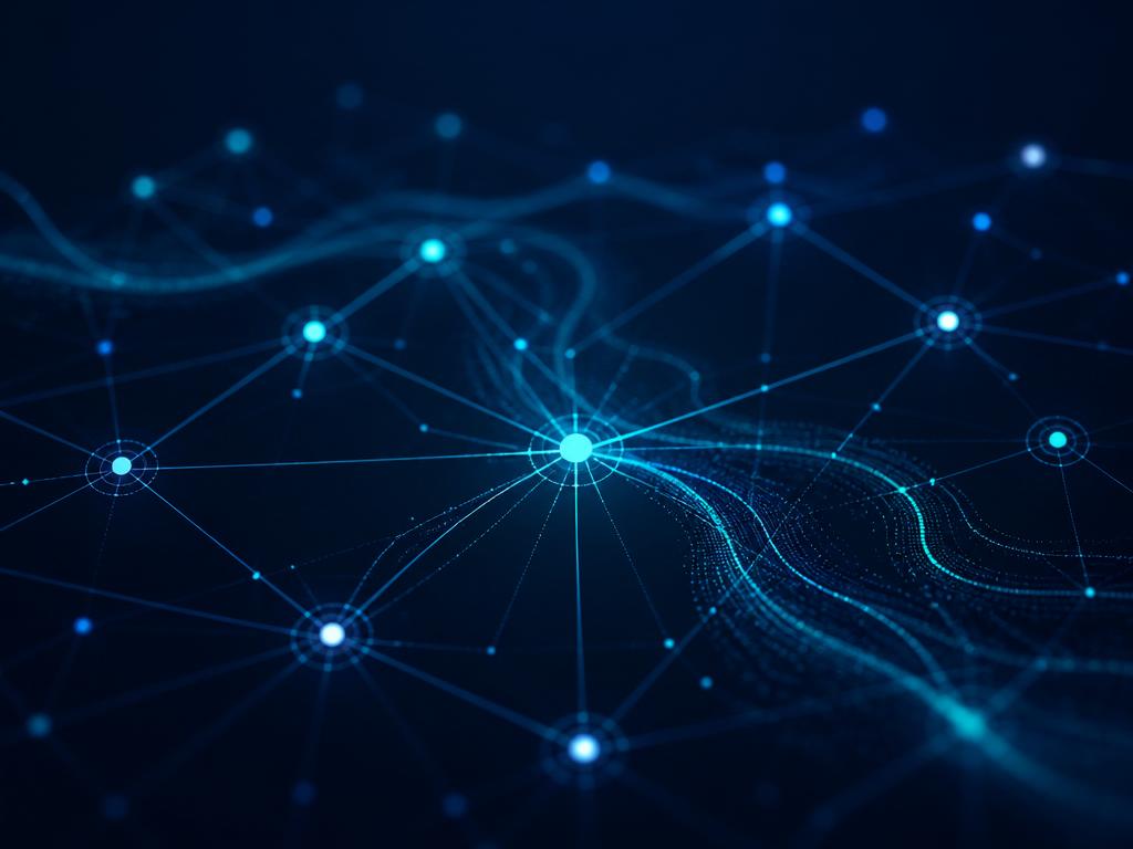 Abstract network representing a qualified global distribution supply chain